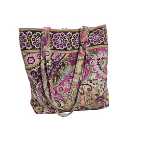 Vera Bradley Very Berry Paisley Tote Bag Pink Purple Cotton Quilted Purse